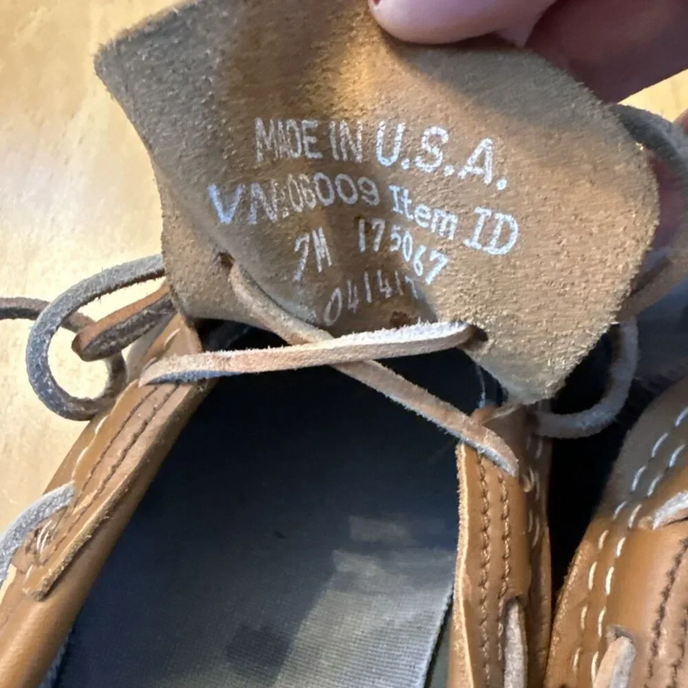 L.L. Bean Navy Blue and Brown Leather Duck Shoes